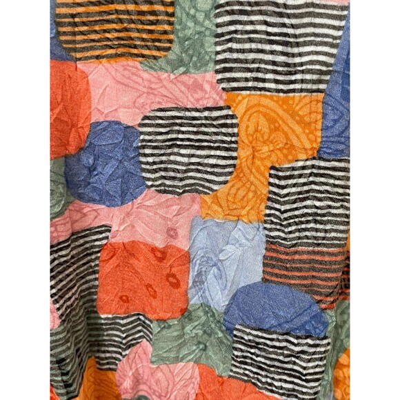Ali Miles Women's L Orange Blouse Polyester Tunic Patchwork Artsy Boho Travel - Picture 3 of 9